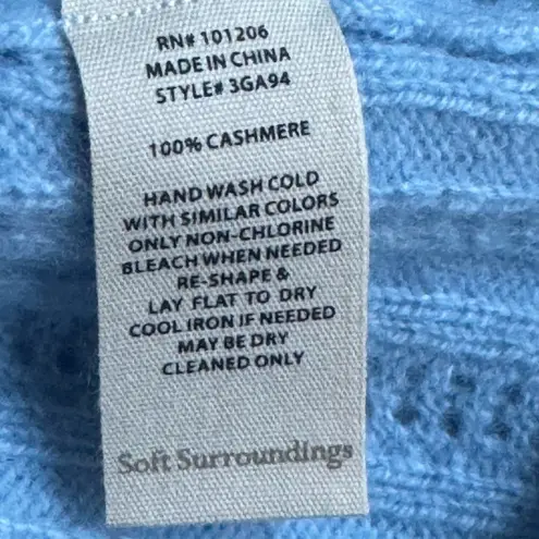 Soft Surroundings 100% cashmere Charlotte sweater in Cerulean NWT
