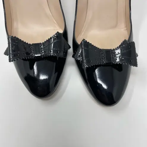 LK Bennett L.K. Bennett Darcia Classic Preppy LK Brogue Black Patent Leather Bow Heels 37
