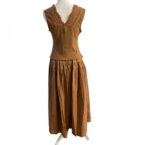 Free People  Gesibelle in Macadamia Brown skirt set A line Medium NWT