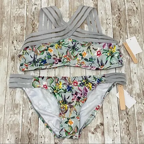 Gibson Latimer Floral Tropical Print 2-pc Swim Set