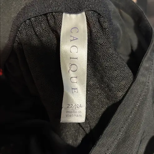 Cacique Sexy Sheer Babydoll Nightie Sz 22/24 Plus Lace Dotted Skirt Black Red