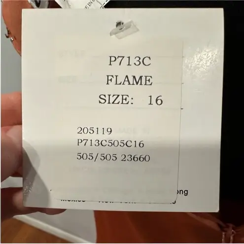 Ciré A Division of Landa Flame Orange Plunge Neck Halter Gown 16 Y2K