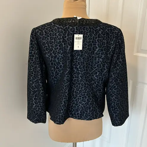 Chico's ’s Embellished Animal Jacquard Jacket Navy/Black