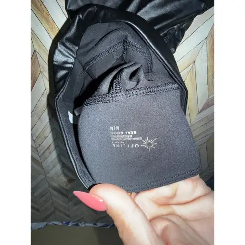 Offline Aerie Faux Liquid Leather Leggings Hi Rise Black M Edgy Moto Vamp Sleek Size undefined