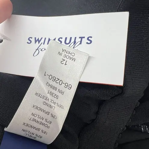 Swimsuits For All Black Ruched One Piece Swimsuit Womens Size 12