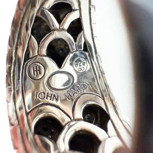 John Hardy Sterling Silver 925 Naga Lava Black Sapphire Dome Ring Cocktail .925