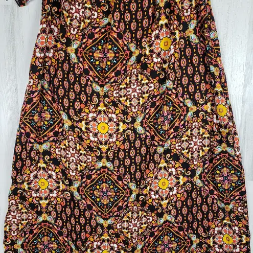 Oddi Multicolor Printed Scoop Neck Short Sleeve Maxi Dress Women's Size 3XL
