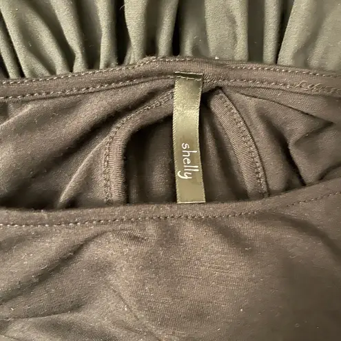 Shelly Black Long Sleeve Peplum Bubble Top Size M