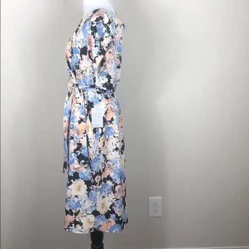 Bobeau Floral Dress Cap Sleeve Side Tie