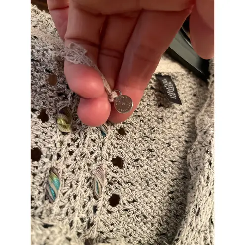 Anthropologie Knitted & Knotted
Woven Pointelle Zip Up
Cardigan Sweater Small