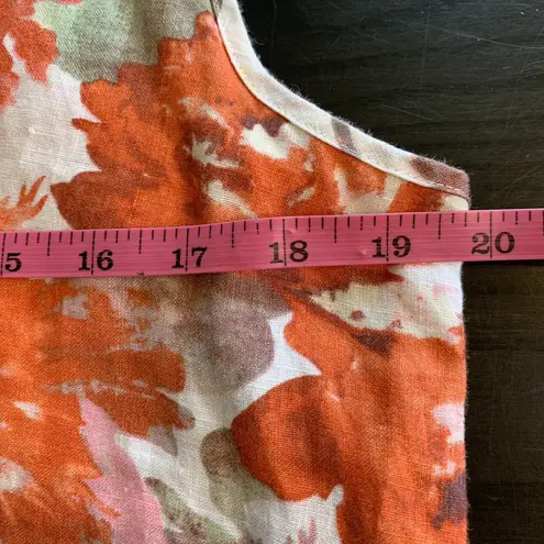 Soft Surroundings Soft Surroundings Garden Party Floral Linen Hooded Sleeveless Tunic Blouse Med