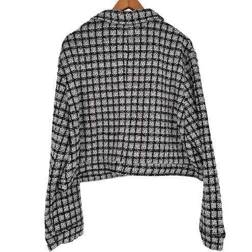 New York & Co Black White Tweed Crop Jacket size XXL Long Sleeve NWT Blazer