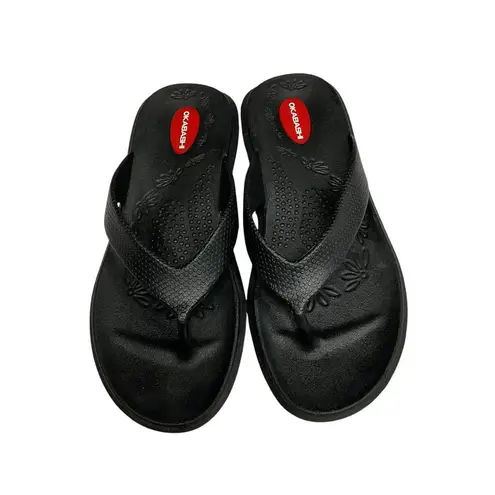 Okabashi Maui Women's Flip Flops Sandals Black Size M Comfort Made in USA
