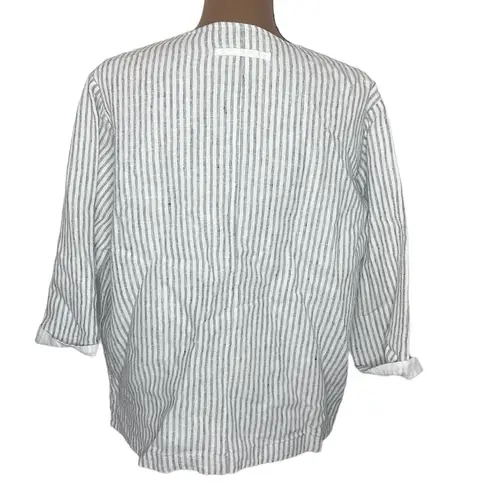 Poetry UK 100% linen striped boxy open front blazer jacket size 6