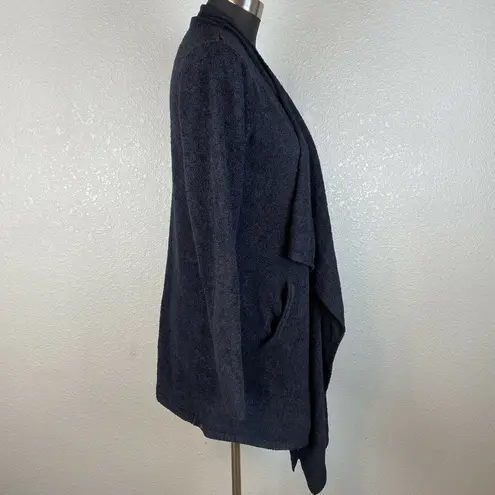 Barefoot Dreams Cozychic Lite Island Wrap Cardigan Sweater L XL Black Pockets