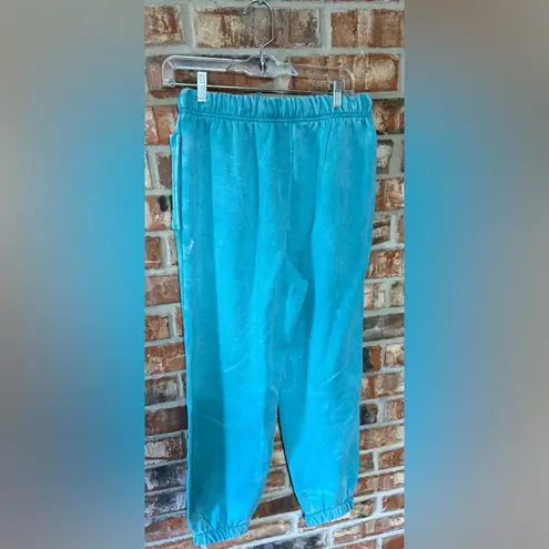 Zenana fleece lined acid wash emerald Joggers for Women Blue Size L