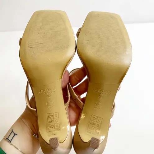 Jaggar The Label Square Toe Heels Two Strap Leather Nude Tan Women's 38 US 7