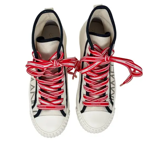 Zimmermann Logo-print Canvas High-Top Sneakers off-white red size 37 = US 6.5
