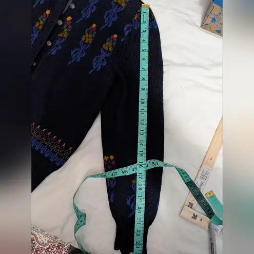 Vintage Norm Thompson Wool Knit Quilt Lined Cardigan Jacket Womens Blue Size undefined