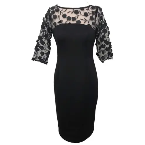 Eliza J Social 3D Lace Sleeve Scuba Dress 4 EUC