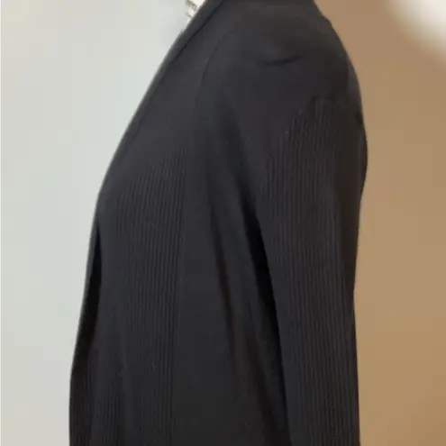 PATTY BOUTIK TIGHT RIBBED CASCADING WATERFALL OPEN CARDIGAN LADIES BLACK SZ LG