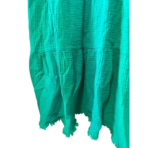 ee:some ee some green gauze tiered mini dress boho casual