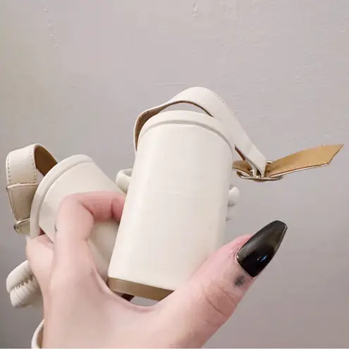 Sézane Sezane High Arielle Sandals Ecru Ivory Leather Brass Buckle Heels