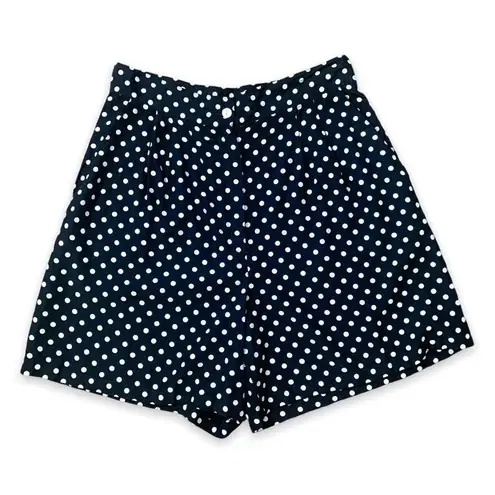 Vintage 80s Shorts Black & White Polka Dot High Rise Pleated Baggy Mom Medium