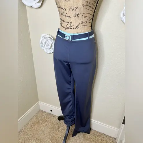 Danskin Now Belted Athletic/Workout Pants in Gray/Light Blue Size L 12/14 Gray Size L