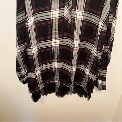 Alexander Jordan Half Button Plaid Shirt Black Green Size 1X