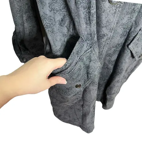 Free People  Jacquard Utility Jacket Women’s Size XS Gray Printed Boho Oversized