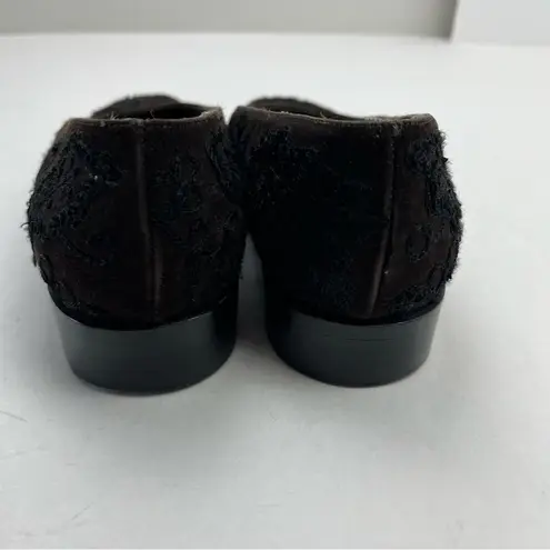 YSL Yves Saint Laurent Vintage Black Brown Velvet Embroidered Shoes Womens 8M *FLAW