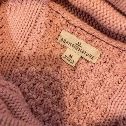 L.L. Bean Signature Size M Lavender Pullover Cotton Cowl Neck Fisherman Sweater Purple Size M