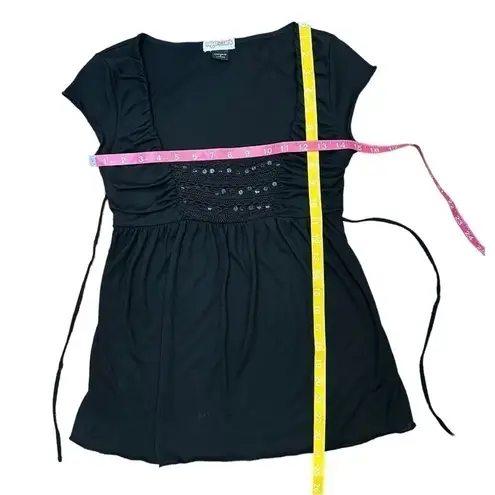 Sugar Tart Square Neck Crochet Sequin Sexy Bridgerton Black Top Size Small