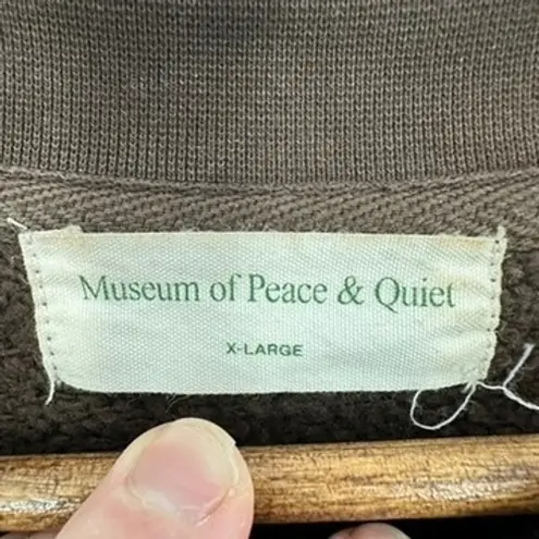 Museum of Peace & Quiet Embroidered Sweatshirt Brown XL Crew Neck Pullover