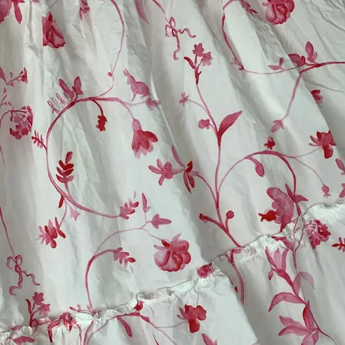 Hill House size XL white pink nap dress white pink floral smocked cottage cabin