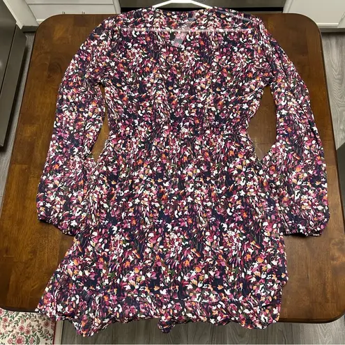 AQUA NWT  Brand Floral Wrap Dress in Pink and Navy Size M