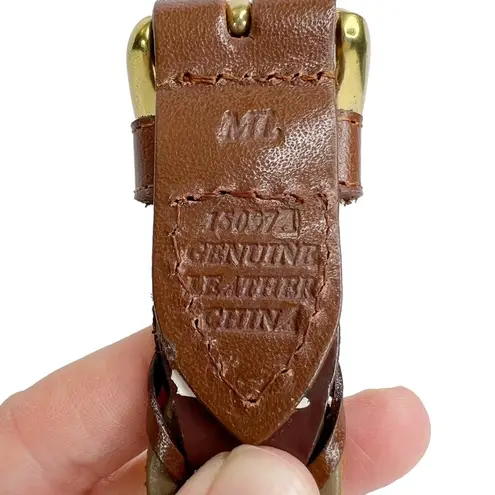 Genuine Leather Neutral Colors Interlocking Gold Buckle Belt