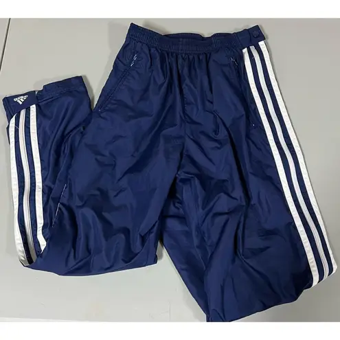 Adidas Navy Blue White 3-Stripe Zipper Windbreaker Track Pants Sweats Sweatpants Bottoms Size M 🧿