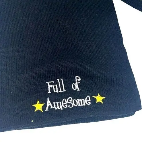 Winter Hat Beanie and Scarf Set Knit Black “Full of Awesome”