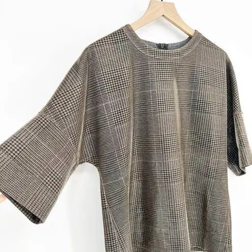 Akris Punto Metallic Lurex Glen Check Top 3/4 Sleeve Plaid Silver Women's 12