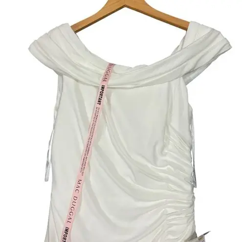 Mac Duggal IEENA FOR NWT White Foldover Off-the-Shoulder Slit Gown 6