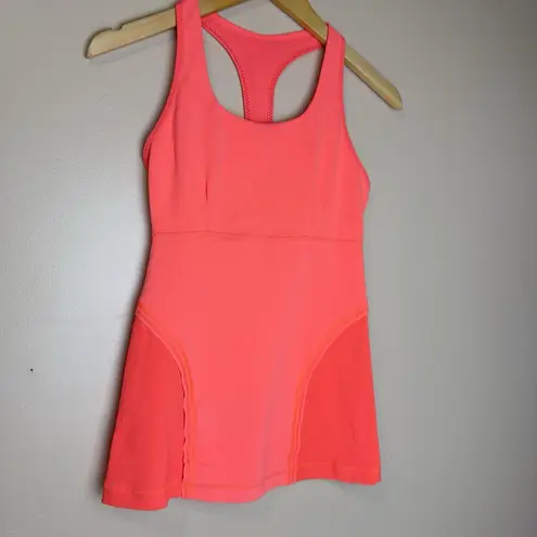 Lululemon Women’s Tank Top Neon Orange/Pink Size 6 Premium Activewear Orange