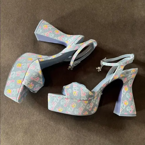 ALDO Barbie x  BarbieParty Collection Blue Logo Platform Sandal Block Heel 10 NEW