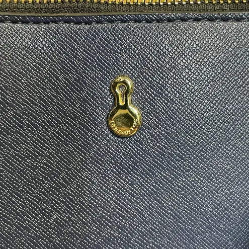 London Fog Navy Leather Handle Bag 3 Compartments