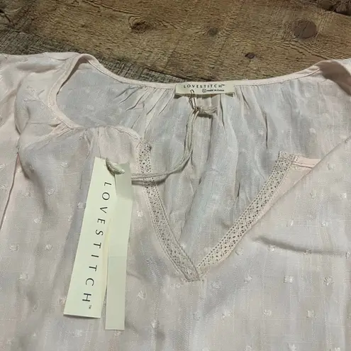 Lovestitch NEW Women's Melanie Chiffon Peasant Top Blouse Sz L Festival Boho