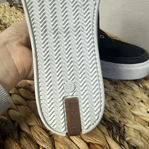 AllSaints Womens 37 Black Suede Slip On Platform Sneakers Casual Streetwear Shoe Size 6.5