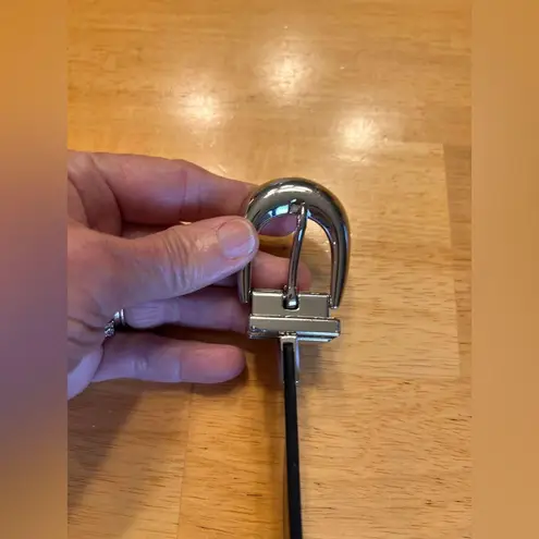 Lauren Ralph Lauren Navy Brown Reversible Leather Belt Silver Buckle classic Black