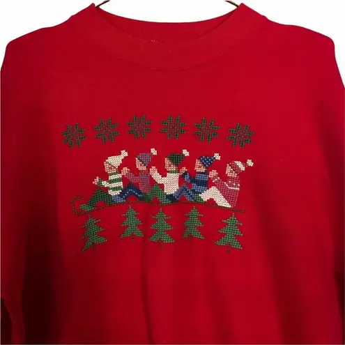 Hanes  Activewear Sledding Made In USA Ugly Christmas Sweatshirt Size XL