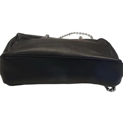 Furla Black Leather Shoulder Bag with Silver Chain Strap EUC